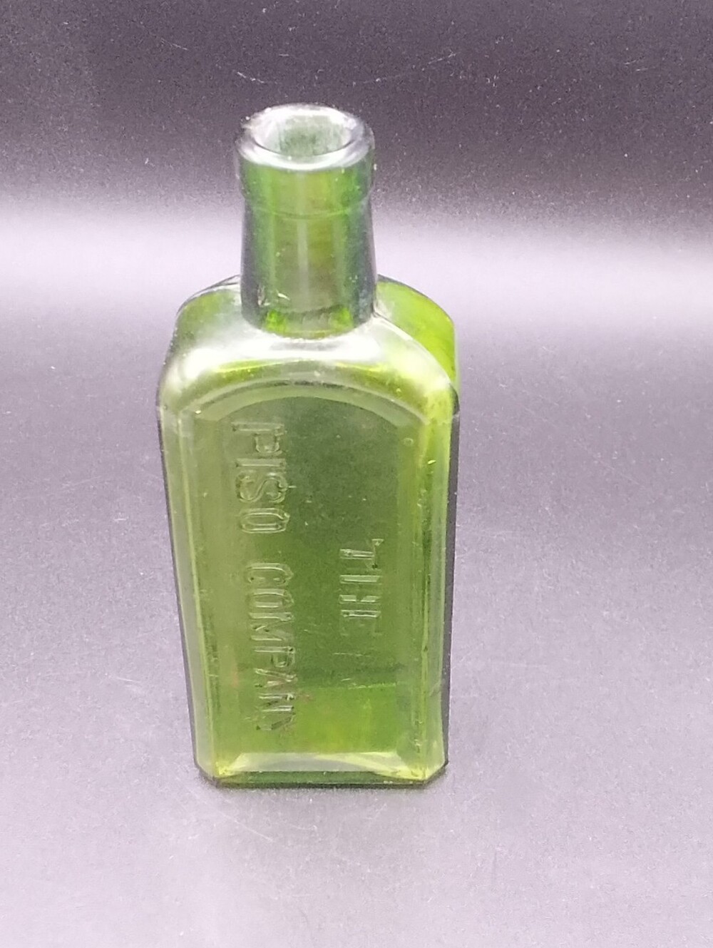 The Piso Company Hazeltine Pretty Green Blown Medicine Bottle Warren PA